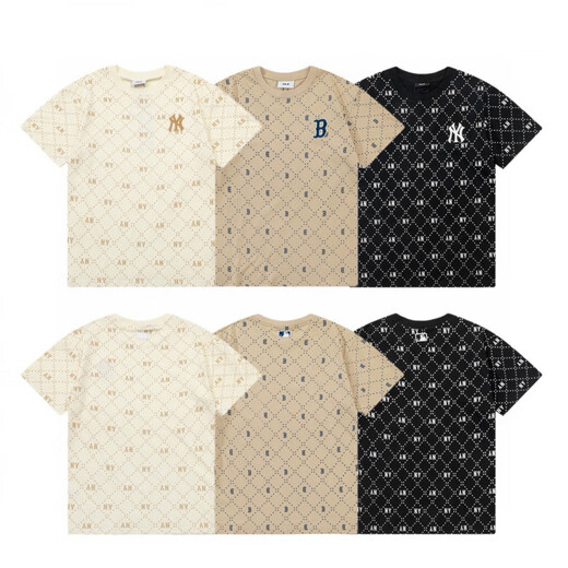 Camiseta de manga corta de la pareja coreana de la MLB para hombres y mujeres de verano sueltos yu shuxin de la misma tapa de media manga DT-9901 Black S recomendado 80-110Jin [Jin equivale a 0.5 kg]