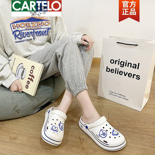 Cartelo Crocodile (Cartelo) Tabouret Sensation de sens Chaussures pour femmes Sandales à toe à sandales de sac épaisses d'été