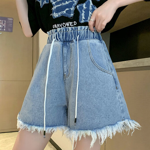 Zhang Fanyu A-Line High-Waist Denim Shorts pour femmes en été slim slim shorts pour les étudiants et les vêtements pour femmes de taille plus.