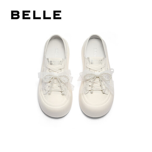 Belle (Belle) Zapatos de tablero de dos puertas para mujeres 2025 Autumn New Bow Bow Bow Soled Highed Casual Shoes B2629cm5 Off-White 38 (240 mm)