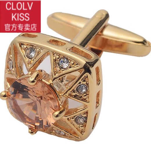 clolv kiss袖扣男士法式衬衫袖口扣袖钉西装衬衣装饰固定扣女士高端定制 银色蓝宝石
