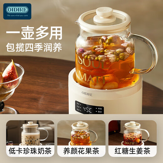 OIDIRE (Odd) Health Pot Full Glass Flower Tea Cup Health Cup Multifunctional 0 Glue Electric Stew Kettle Office Constant Temperature Health Cup 500ML ODI-HC06 Filter Type