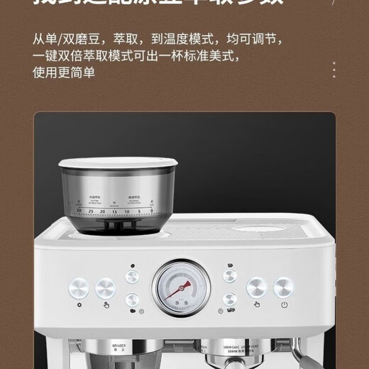 柏翠PE3899双锅炉意式全半自动咖啡机家用奶泡机研磨一体机小型机