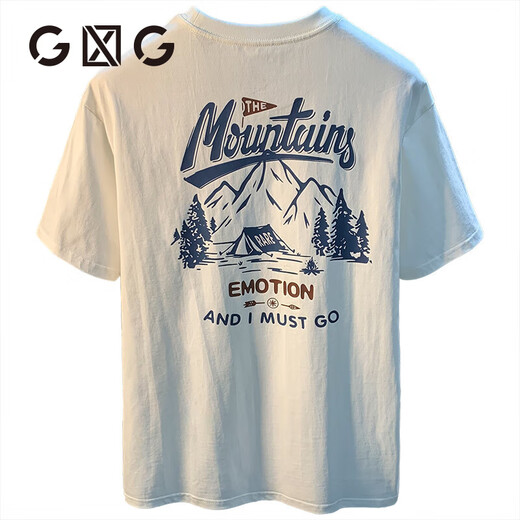 
GLXLG short-sleeved T-shirt men's summer thin heavy high-end casual round neck print versatile ins trendy top black [MSHE1506 black] L suitable for 131-145Jin [Jin equals 0.5 kg]