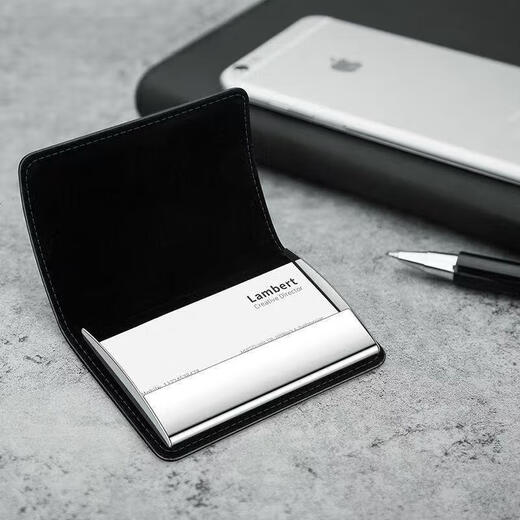 
Geboni business card box real cowhide business card holder men and women business card bag business gift business card box large capacity card bag card holder curve black [cowhide material]