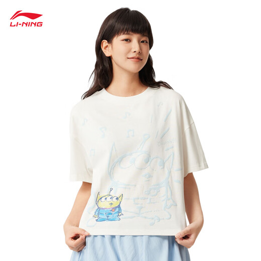
Li Ning Toy Story Joint Series丨T-shirt Women's 2025 New Loose Short-Sleeve Cultural Shirt AHSV690 Milky White-1 M