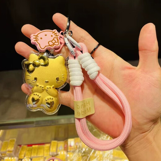 艾格辰黄金KT猫钥匙扣999足金heokitty猫手机挂坠包包挂件女友礼物 KT猫0.2g+挂绳+礼盒装(附证书)