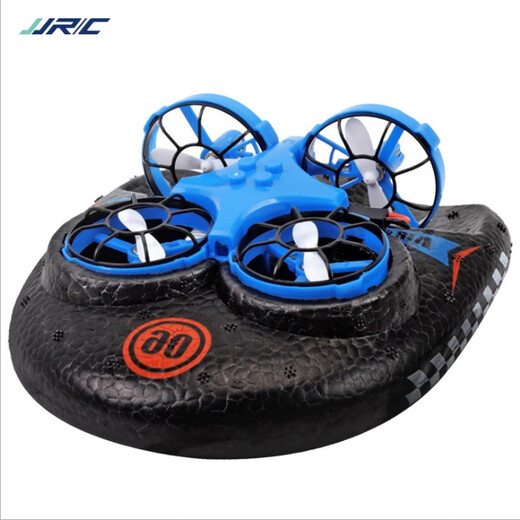 Aviones de control remoto acuático y terrestre Aviones de control remoto, drones de agua, quadcopter, helicóptero, automóvil deportivo terrestre, yate, vehículo de control remoto anfibio, blanco y azul, dos baterías