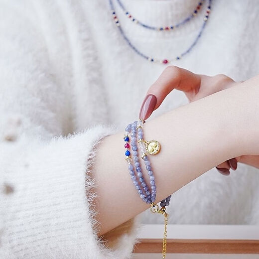 Chi Xing's new Chinese Tanzanite cut round beads multi-layer bracelets in ancient niche Xiaomi bead bracelet color gem handpieces adjustable women's bracelets