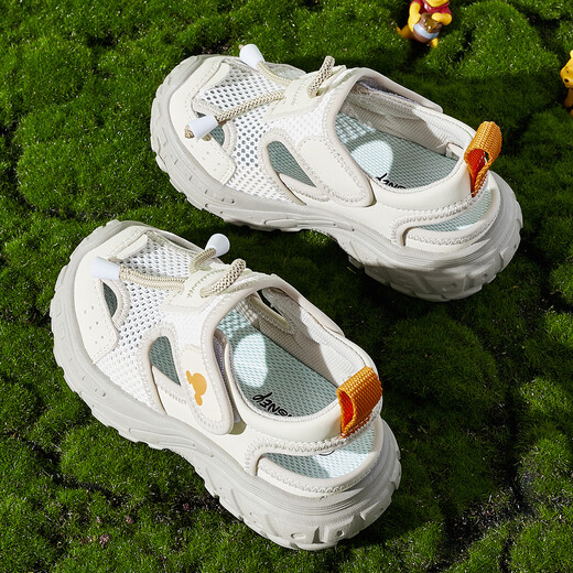 Disney (Disney) Sandales pour enfants Anti-slip Soft Sole Hollow Hollow Hollow Shoes Nouveau style d'été hommes et filles pataugeant et streaming chaussures de plage extérieures gris 31 pieds longueur 19.2-19.7