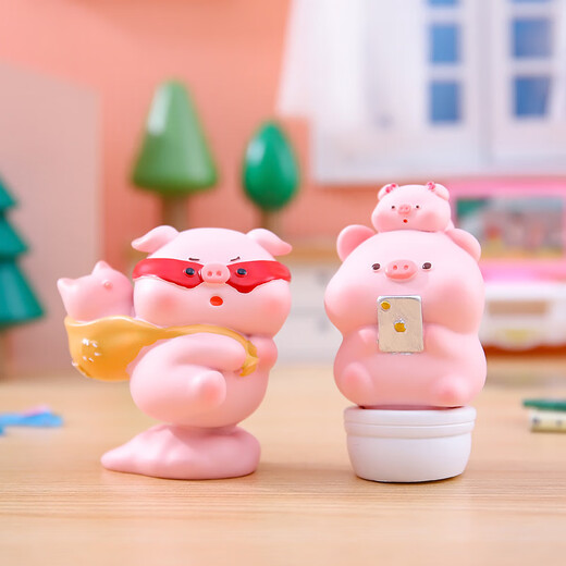 Affe Happy Cute Little Pig Blind Box Spielzeugpuppe Jungen und Mädchen Kinder Trendy Toy Desktop Ornamente für Freunde Geburtstagsgeschenke Guru Schwein [Der gesamte Set von 6 Kisten wird nicht wiederholt]