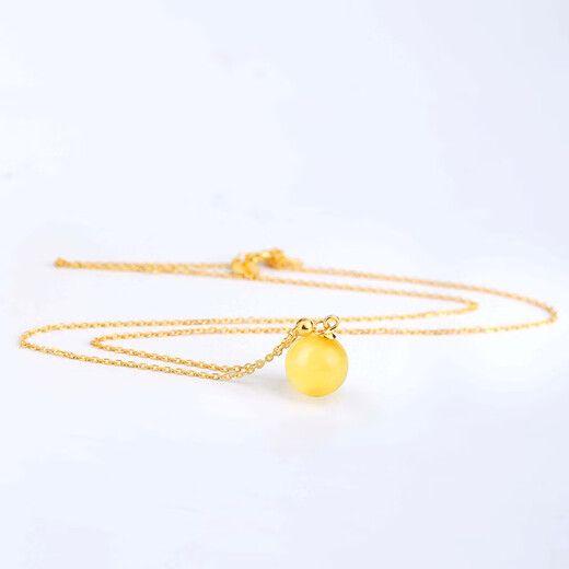 MUJUE beeswax pendant pearl chicken oil yellow honey amber round bead clavicle chain women's necklace