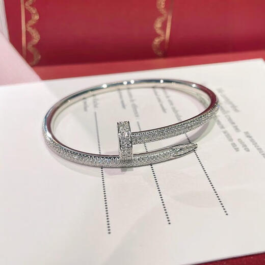 High version 18k rose gold nail bracelet C nail full diamond cultivation nail bracelet white gold full diamond deposit