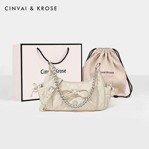 
CINVAI/KROSE official website small c/k bag women's 2025 crossbody bag small fragrant chain shoulder bag women's bag birthday gift women cream white - practical gift for mother's day gift