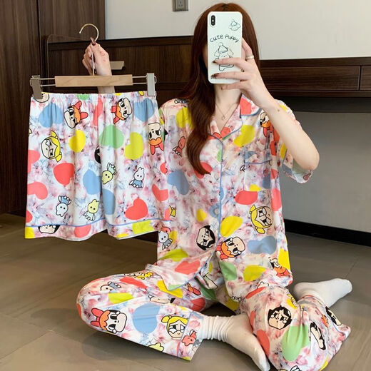S.Sofea THAI PAJAMAS COURT COURT LE SETTRIE DE TROIS POUR FEMMES PRINDS ET ÉTÉ CHARGES IMPRESSIONNÉS LA LA MAISON LEAU 14137 # [Ensemble à trois pièces] 170 M