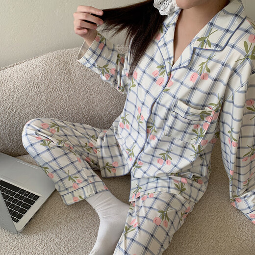 Rongxitu (Rongxitu) Spring- und Herbst -Pyjamas Langarmdünner Home -Kleidungsstück Q9226# 180 xl