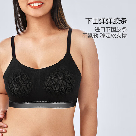 维多利亚的秘密（Victoria's Secret）5折起|维密经典LOGO老花蕾丝返定杯背心式文胸内衣女薄款 54A2经典黑-6630 XS