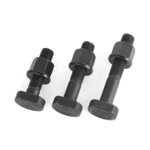 JINGGONG Grade 10.9 High Strength Blackened T-type Pressure Plate Screw Nut Flange Nut Set T-type Bolt Flange Female Assemblage M20*80 Half Thread (1 Set) Grade 10.9