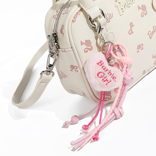 芭比（Barbie）包包女大牌正品高级质感通勤手提包小众压花单肩斜挎包枕头包 白色【礼盒包装/赠送挂饰】