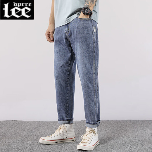 Lee DPRRE Summer Fatty Big Size Jeans Jeans Thin Elastic and Fat Plass Loak Fashion Brand Маленькие ноги гаремы Мужчины 9903 светло-голубой девять очков, высокий человек, не подходящий 32