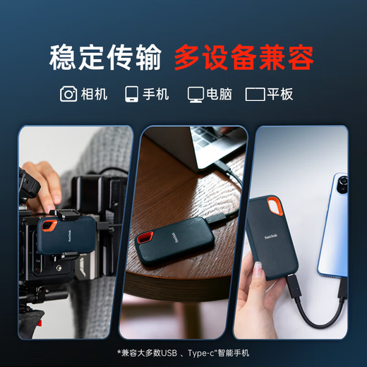 闪迪（SanDisk）2TB Type-c USB3.2 NVMe移动固态硬盘（PSSD）E61卓越版 1050MB/s三防保护 (定制联系客服)
