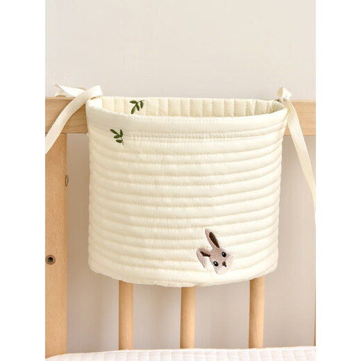 Baby cotton bedside hanging bag baby bed storage bag diaper storage children's bedside storage bag New Bear 20*21cm