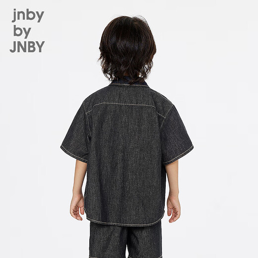 Jnby by JNBY Jiangnan Buyi children's clothing lapel denim shirt short-sleeved loose jacket summer boys and girls 1P4212600 991/denim navy 120 cm