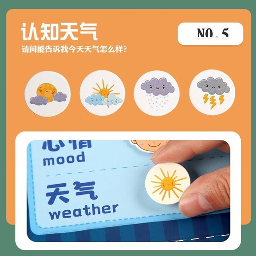 Weiman Montessori Calendrier horloge des enfants Card de la semaine de temps de temps pour reconnaître les horloges et les images de temps Toys muraux pour femmes 9 fonctions majeures mon petit calendrier plus 123 messages