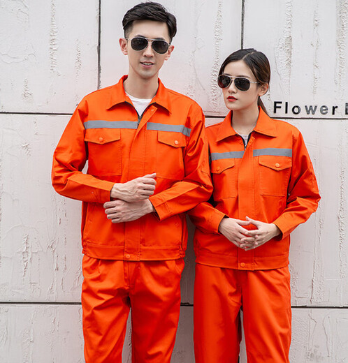 Haoying wear-resistant work clothes suit for men and women, environmental sanitation and cleaning construction site durable work clothes decoration labor protection tops and pants customized reflective strips navy blue 170/88A suit