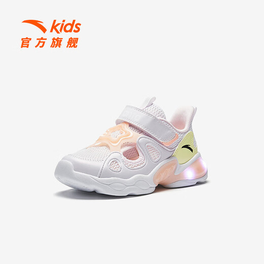 ANTA Children's Sandals Girls' Shoes 2025 Summer New Product Wing Flash Flash Light Outdoor Frame Shoes Beach Shoes Anta White/Pink White/Orange-1 25