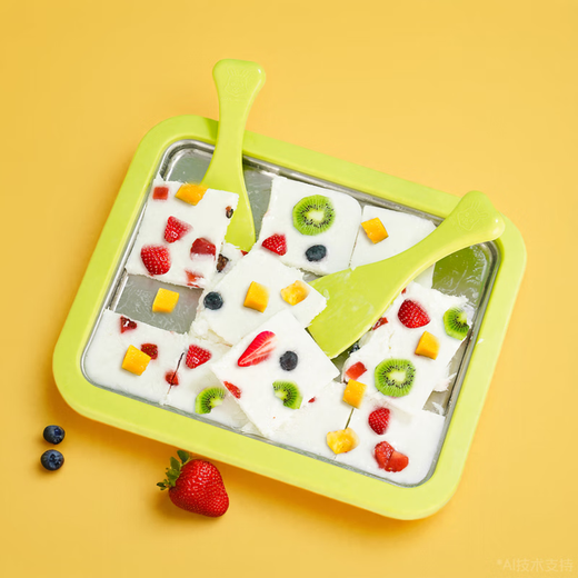 Fried yogurt machine Food grade fried ice machine Homemade fried yogurt ice cream machine Small children's DIY mini plug-in Super large size [316 medical grade] Cream white + shovel