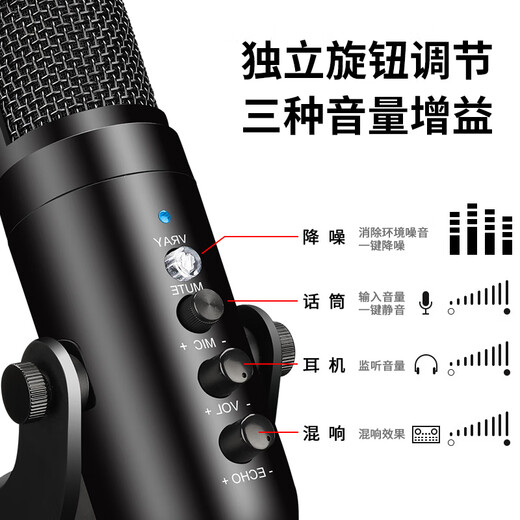 Wandi Core Upgrade Audiobook Special Recording Equipment Himalayan Dubbing Microphone Online Class K Singing Live Broadcast Microphone Mobile Computer USB Noise Reduction Conference Android Apple Pro Upgraded Version - Computer Only Professional Recording + Built-in Sound Card