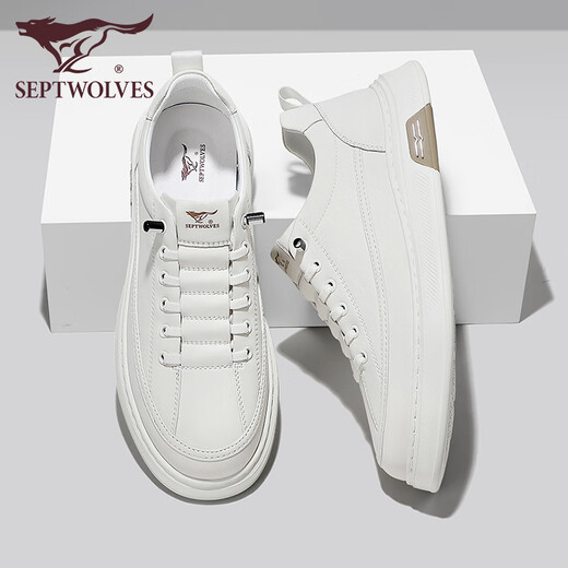 Siete zapatos para hombres de lobo para el verano nuevos zapatos blancos pequeños y versátiles versátiles para zapatos casuales transpirables para hombres para zapatos deportivos para hombres que mejoran para hombres para zapatos de moda para blancos 1047 40