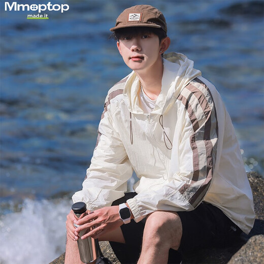 MMOPTOP ice silk UPF50+ sun protection clothing summer men's thin ice fishing clothing jacket MFS01 apricot L