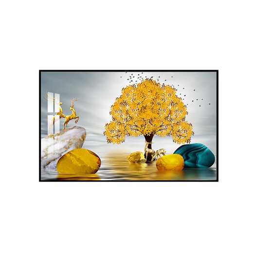 
PHTY bathroom hanging paintings with high-end feel without punching horizontal banner decoration paintings waterproof bathroom wall toilet toilet ZSH15816-Big Leaf Enhanced Outer frame 80x60cm Givenchy aluminum alloy frame + organic