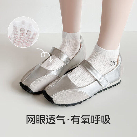 
Odifen socks for women in summer thin short socks breathable mesh boneless cotton socks bow embroidered shallow mouth short socks ballet style