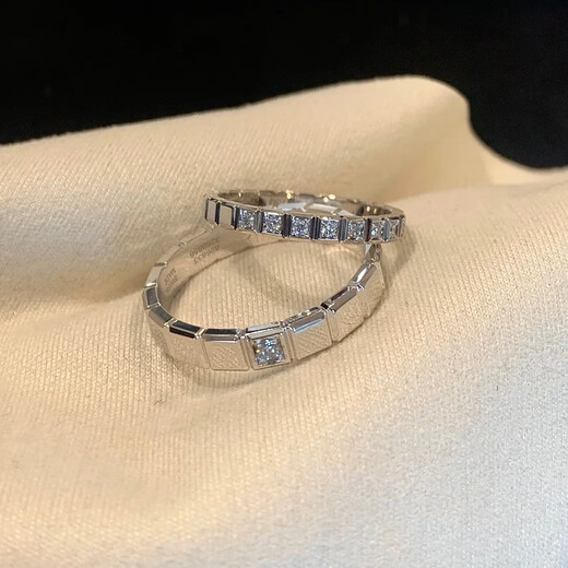 Feiyu 18k gold ice cube ring couple ring rose gold light luxury ins advanced men and women all-match square-shaped index finger ring narrow version diamond-free platinum ring US size 5 (country code 10-11)