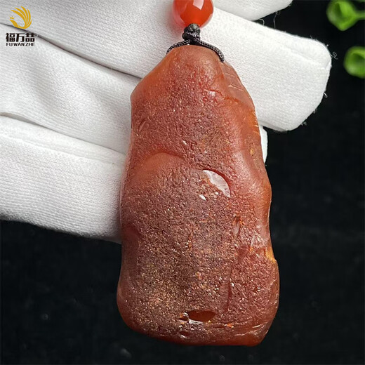 Fuwanzhe natural beeswax authentic rough stone pendant Baltic amber red leather beeswax full leather handle 21.25g