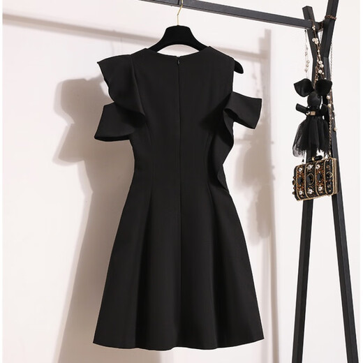 Qian Chenyi Französischer Temperamentanzug Rock Super schöne weiße Kleid Sommer Satin Kleid kleines schwarzes Kleid schwarzes Kleid (Version) High-End-Exquisite/College-Stil M (85-100jin [Jin gleich 0,5 kg])