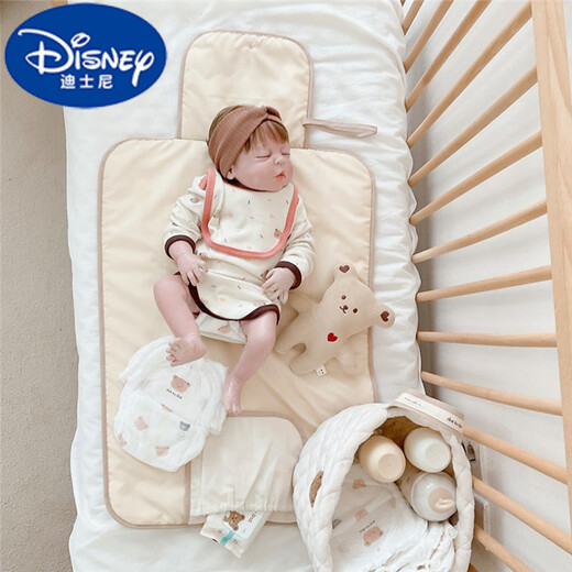 迪士尼（Disney）ins韩国小熊婴儿隔尿垫便捷式多功能防水防漏尿不湿包可折叠 小熊便捷式隔尿垫 现货 50x70cm