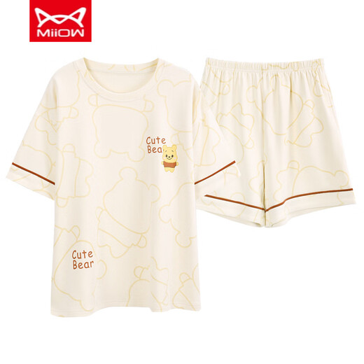 Catman Miiow Pajamas для женщин в летних чистых хлопковых шортах для женщин можно носить на внешнем новом наборе домашней одежды из чистого хлопка 9892 9860 м. Рекомендуется 75-90JIN [JIN равно 0,5 кг]