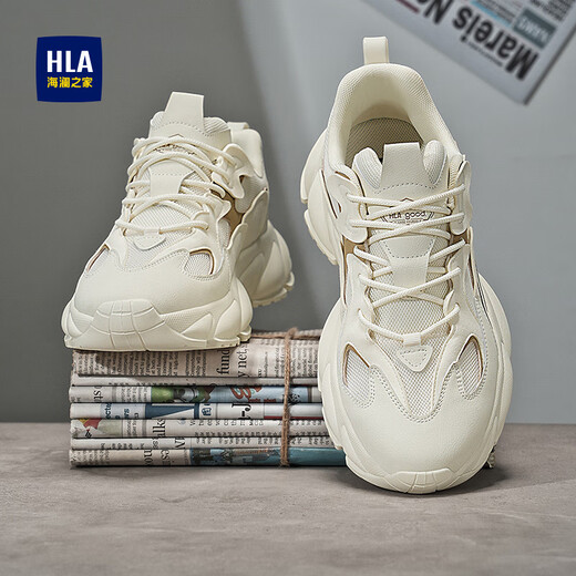 Hai Lan House HLA men's shoes comfortable breathable sports shoes men's versatile casual dad shoes men Q138 beige 42