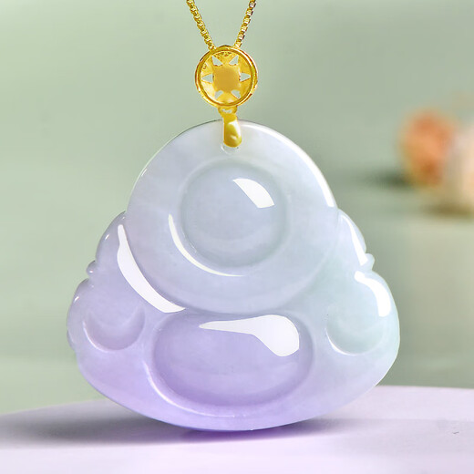 Tausend Jahre Jade, Ice Jade Buddha Anhänger, Damen Hellgrüner Eisfeuchtes Buddha Maitreya Buddha Herzog Jade Anhänger, mit Zertifikat, fünf violett qzb653i