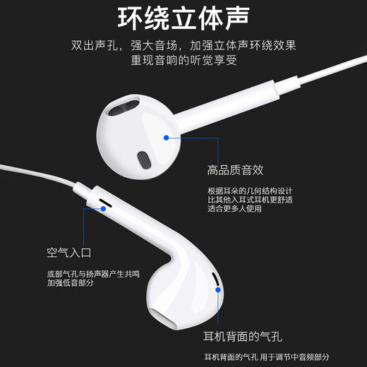 AMKE adapts to Apple wired headphones wire-controlled Type-C/Lightning interface in-ear original Huawei/Xiaomi ipad/iPhone15/16promax official authentic 15/16 series C-port headphones