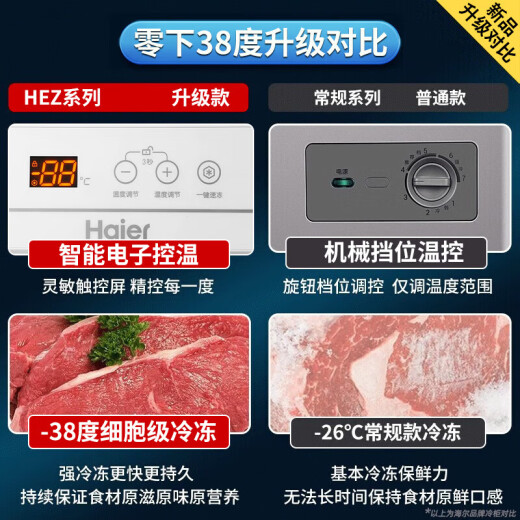 海尔（Haier）冰柜大容量双开门零下-38度超低温商用茶叶海鲜500升以上卧式冷藏柜冷冻柜转换深冷家用家电补贴 829HEZ｜-38度速冻｜五面制冷