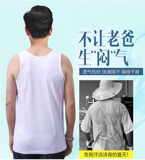 中老年人老式纯棉宽松背心男士圆领无袖大码加肥夏季爸爸老头汗衫 全棉【白色2件】 2XL (适合140-160斤)
