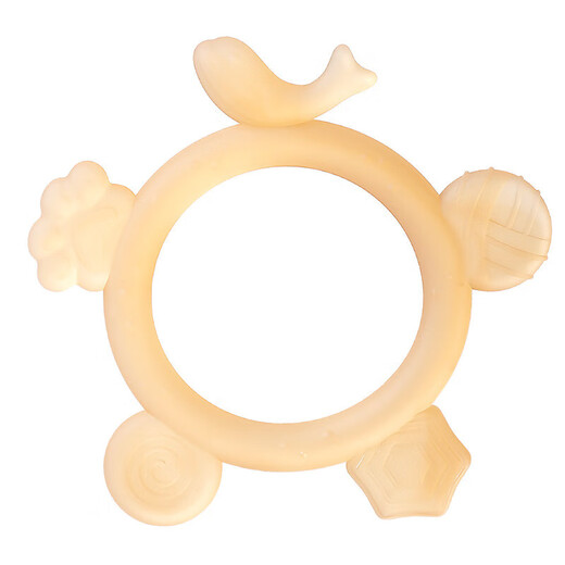 Rattle toy baby early education silicone teething stick baby chewing gum to soothe and prevent hand eating food grade boiled teething gum five-in-one circle teething gum + palm teething gum