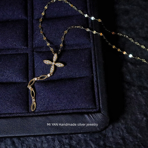 Feiyu Italian light luxury jewelry 925 sterling silver K gold-plated cross pendant tassel Y-shaped necklace clavicle chain necklace tassel necklace