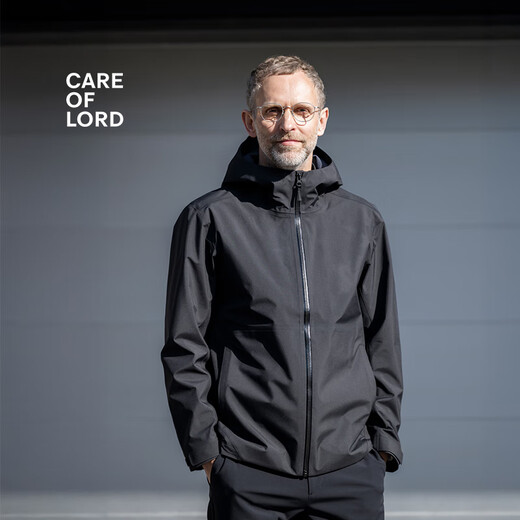 CARE OF LORD Poseidon Spring and Autumn Men's Fully Laminated Outdoor Commuting Hooded Casual Jacket 762301 Extreme Night Black S