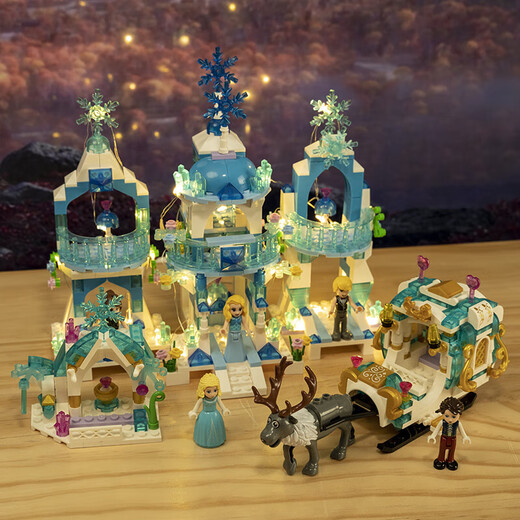 Le High Windsor Castle Disney Prinzessin Gefrorene Bausteine ​​Mädchen Serie Versammlung Spielzeug Xinhucheng Hotel 1585 Getreide + Beleuchtungsausgabe